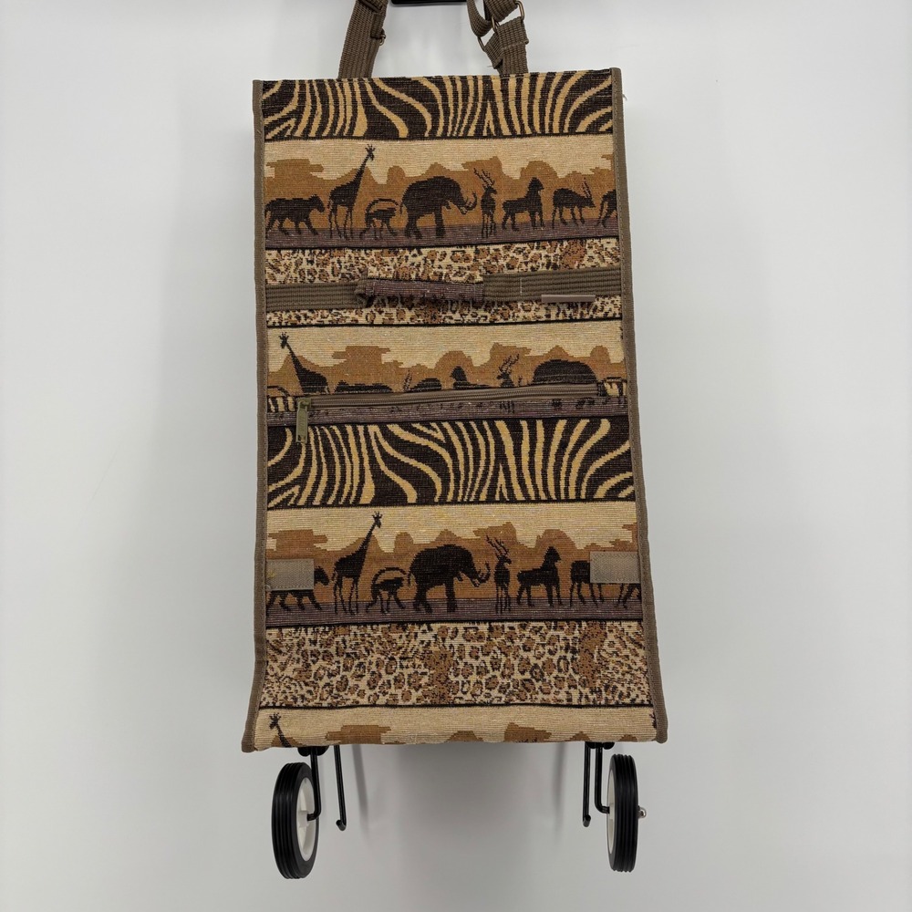 Jade Rolling Shopping Bag Large Brown Safari Animal Tapestry Ecletic Boho Unique